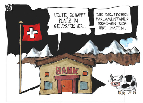 Cartoon: Diätenerhöhung (medium) by Kostas Koufogiorgos tagged karikatur,cartoon,illustration,koufogiorgos,schweiz,deutschland,geld,diäten,gehalt,mdb,parlamentarier,politik,karikatur,cartoon,illustration,koufogiorgos,schweiz,deutschland,geld,diäten,gehalt,mdb,parlamentarier,politik