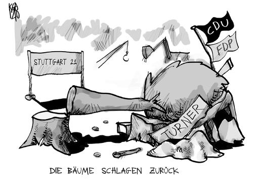 Cartoon: Die Bäume schlagen zurück (medium) by Kostas Koufogiorgos tagged stuttgart,21,cdu,fdp,turner,schlossgarten,baum,wahl,ob,oberbürgermeister,grün,karikatur,kostas,koufogiorgos,stuttgart,21,cdu,fdp,turner,schlossgarten,baum,wahl,ob,oberbürgermeister,grün,karikatur,kostas,koufogiorgos