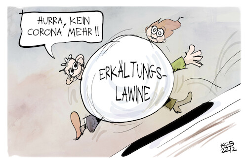 Cartoon: Die Erkältungslawine rollt (medium) by Kostas Koufogiorgos tagged karikatur,koufogiorgos,erkältung,lawine,welle,corona,krank,karikatur,koufogiorgos,erkältung,lawine,welle,corona,krank