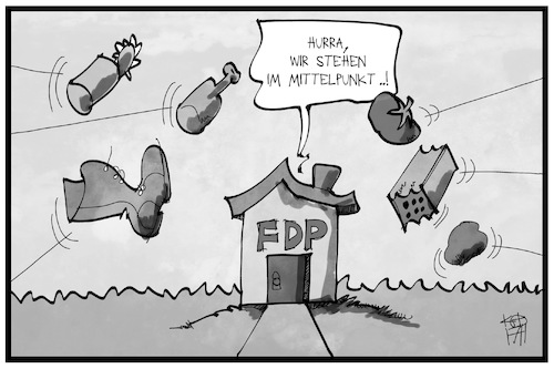 Cartoon: Die FDP im Mittelpunkt (medium) by Kostas Koufogiorgos tagged karikatur,koufogiorgos,illustration,cartoon,fdp,mittelpunkt,zorn,partei,liberale,wut,politik,jamaika,sondierung,karikatur,koufogiorgos,illustration,cartoon,fdp,mittelpunkt,zorn,partei,liberale,wut,politik,jamaika,sondierung