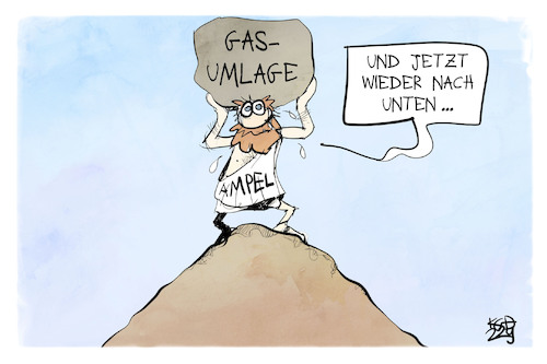 Cartoon: Die Last der Gasumlage (medium) by Kostas Koufogiorgos tagged karikatur,koufogiorgos,ampel,sisyphus,stein,felsbrocken,gasumlage,last,energie,gaskrise,karikatur,koufogiorgos,ampel,sisyphus,stein,felsbrocken,gasumlage,last,energie,gaskrise