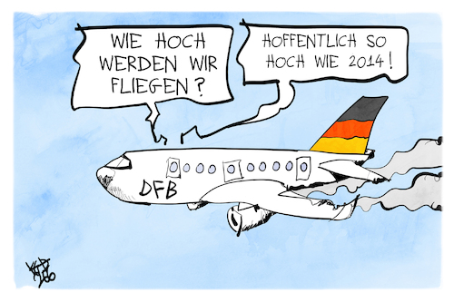 Cartoon: Die Mannschaft hebt ab (medium) by Kostas Koufogiorgos tagged karikatur,koufogiorgos,fdb,mannschaft,fußball,flugzeug,2014,wm,fifa,karikatur,koufogiorgos,fdb,mannschaft,fußball,flugzeug,2014,wm,fifa