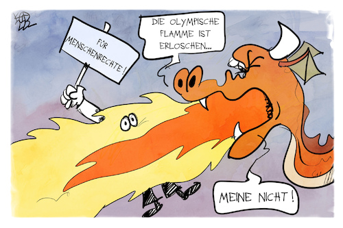 Cartoon: Die Olympische Flamme (medium) by Kostas Koufogiorgos tagged karikatur,koufogiorgos,illustration,cartoon,olympia,flamme,feuer,china,menschenrechte,karikatur,koufogiorgos,illustration,cartoon,olympia,flamme,feuer,china,menschenrechte