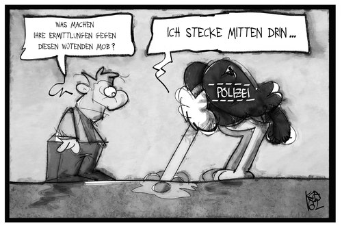 Cartoon: Die Polizei ermittelt (medium) by Kostas Koufogiorgos tagged karikatur,koufogiorgos,illustration,cartoon,rechtsextremismus,terrorismus,polizei,ermittlung,sumpf,braun,polizeiarbeit,politik,resignation,karikatur,koufogiorgos,illustration,cartoon,rechtsextremismus,terrorismus,polizei,ermittlung,sumpf,braun,polizeiarbeit,politik,resignation