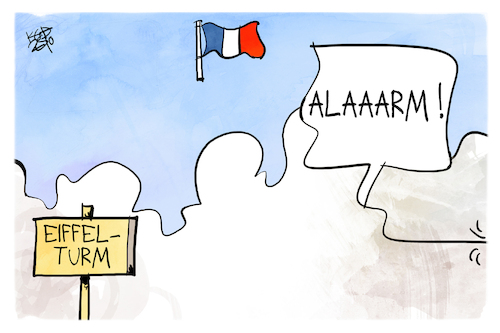 Cartoon: Diebstahl in Frankreich (medium) by Kostas Koufogiorgos tagged karikatur,koufogiorgos,frankreich,eiffelturm,diebstahl,kriminalität,karikatur,koufogiorgos,frankreich,eiffelturm,diebstahl,kriminalität