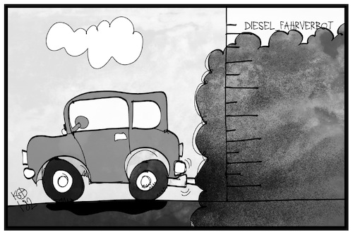 Cartoon: Diesel-Fahrverbote (medium) by Kostas Koufogiorgos tagged karikatur,koufogiorgos,illustration,cartoon,diesel,fahrverbot,stickoxid,abgas,luft,umwelt,reinhaltung,gerichtsurteil,pegel,verkehr,verschmutzung,karikatur,koufogiorgos,illustration,cartoon,diesel,fahrverbot,stickoxid,abgas,luft,umwelt,reinhaltung,gerichtsurteil,pegel,verkehr,verschmutzung