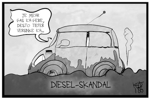 Cartoon: Dieselgate (medium) by Kostas Koufogiorgos tagged karikatur,koufogiorgos,illustration,cartoon,dieselgate,auto,autobauer,automobilindustrie,schlamm,gas,karikatur,koufogiorgos,illustration,cartoon,dieselgate,auto,autobauer,automobilindustrie,schlamm,gas