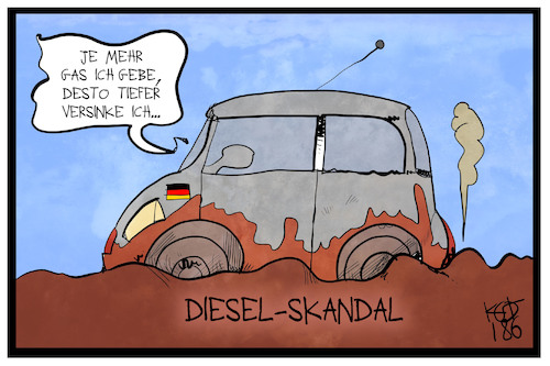 Cartoon: Dieselgate (medium) by Kostas Koufogiorgos tagged karikatur,koufogiorgos,illustration,cartoon,dieselgate,auto,autobauer,automobilindustrie,schlamm,gas,karikatur,koufogiorgos,illustration,cartoon,dieselgate,auto,autobauer,automobilindustrie,schlamm,gas