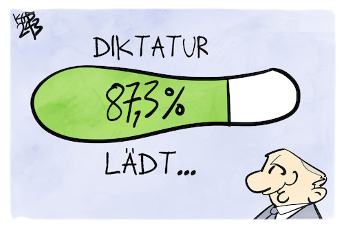 Cartoon: Diktatur (medium) by Kostas Koufogiorgos tagged karikatur,koufogiorgos,russland,putin,diktatur,ladebalken,wahl,karikatur,koufogiorgos,russland,putin,diktatur,ladebalken,wahl