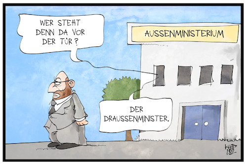 Cartoon: Draußenministerium (medium) by Kostas Koufogiorgos tagged karikatur,koufogiorgos,illustration,cartoon,außenministerium,aussen,draußen,schulz,amt,spd,karikatur,koufogiorgos,illustration,cartoon,außenministerium,aussen,draußen,schulz,amt,spd