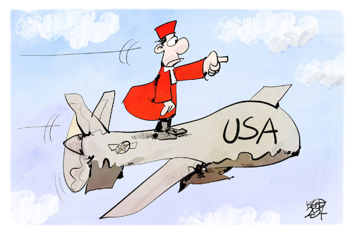 Cartoon: Drohneneinsätze (medium) by Kostas Koufogiorgos tagged karikatur,koufogiorgos,drohnen,verfassungsrichter,bverfg,usa,krieg,waffen,karikatur,koufogiorgos,drohnen,verfassungsrichter,bverfg,usa,krieg,waffen