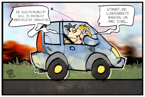 Cartoon: E-Mobilität (medium) by Kostas Koufogiorgos tagged karikatur,koufogiorgos,cartoon,illustration,elektromobilität,job,arzt,umwelt,arbeitsplatz,auto,karikatur,koufogiorgos,cartoon,illustration,elektromobilität,job,arzt,umwelt,arbeitsplatz,auto