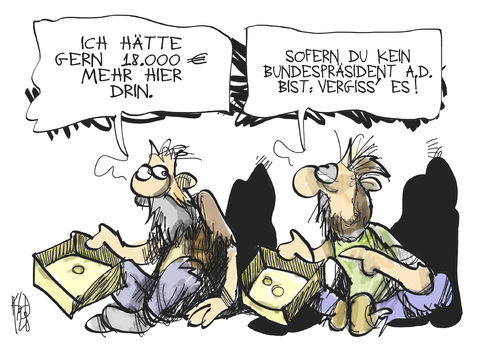 Cartoon: Ehrensold (medium) by Kostas Koufogiorgos tagged bettler,geld,ehrensold,bundespräsident,wulff,kostas,karikatur,reichtum,armut,koufogiorgos,wulff,bundespräsident,ehrensold,geld,bettler,armut,reichtum,karikatur,kostas,koufogiorgos