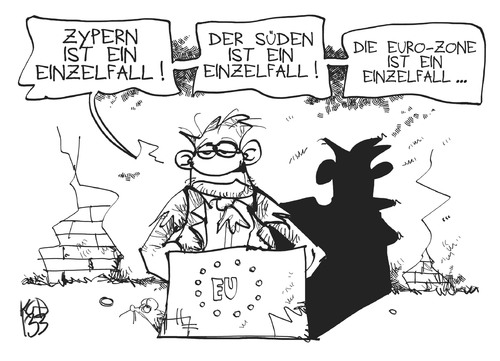 Cartoon: Einzelfall Eurozone (medium) by Kostas Koufogiorgos tagged einzelfall,zypern,süden,euro,zone,schulden,krise,europa,eu,karikatur,kostas,koufogiorgos,einzelfall,zypern,süden,euro,zone,schulden,krise,europa,eu,karikatur,kostas,koufogiorgos