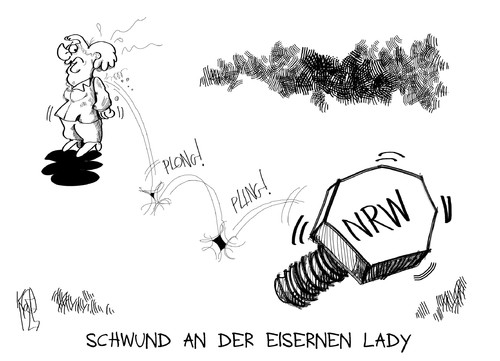 Cartoon: Eiserne Lady (medium) by Kostas Koufogiorgos tagged nrw,wahl,cdu,merkel