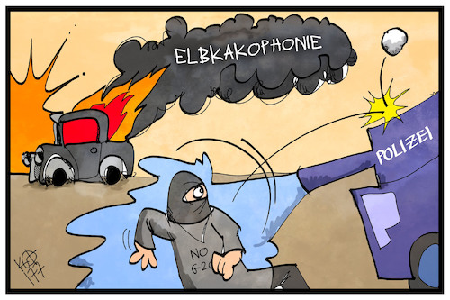 Cartoon: Elbkakophonie (medium) by Kostas Koufogiorgos tagged karikatur,koufogiorgos,illustration,cartoon,hamburg,elbphilharmonie,elbkakophonie,g20,polizei,demonstration,protest,gewalt,demonstrant,karikatur,koufogiorgos,illustration,cartoon,hamburg,elbphilharmonie,elbkakophonie,g20,polizei,demonstration,protest,gewalt,demonstrant