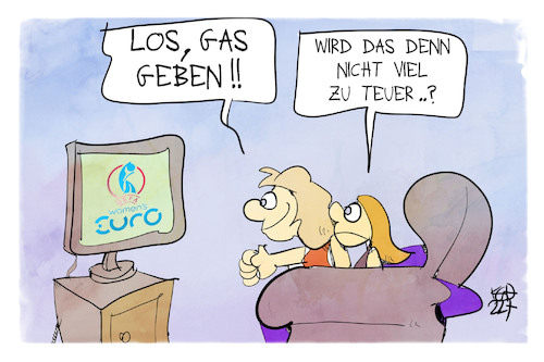 Cartoon: EM-Finale (medium) by Kostas Koufogiorgos tagged karikatur,koufogiorgos,dfb,fußball,finale,wembley,sport,gas,teuer,karikatur,koufogiorgos,dfb,fußball,finale,wembley,sport,gas,teuer