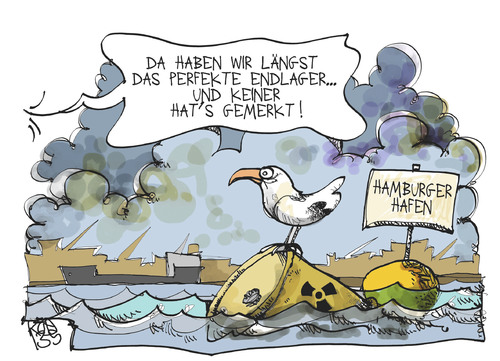 Cartoon: Endlagersuche (medium) by Kostas Koufogiorgos tagged hamburg,hafen,endlager,atom,nuklear,müll,energie,umwelt,karikatur,koufogiorgos,hamburg,hafen,endlager,atom,nuklear,müll,energie,umwelt,karikatur,koufogiorgos