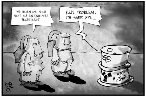 Cartoon: Endlagersuche (medium) by Kostas Koufogiorgos tagged karikatur,koufogiorgos,illustration,cartoon,atommüll,endlager,fass,strahlung,halbwertzeit,schutzanzug,nuklear,energie,atomkraft,gorleben,karikatur,koufogiorgos,illustration,cartoon,atommüll,endlager,fass,strahlung,halbwertzeit,schutzanzug,nuklear,energie,atomkraft,gorleben