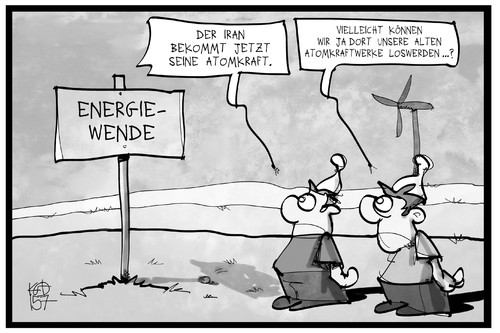 Cartoon: Energiewende (medium) by Kostas Koufogiorgos tagged karikatur,koufogiorgos,illustration,cartoon,energiewende,windkraft,grüne,energie,iran,deal,atomkraft,akw,umwelt,naturschutz,karikatur,koufogiorgos,illustration,cartoon,energiewende,windkraft,grüne,energie,iran,deal,atomkraft,akw,umwelt,naturschutz