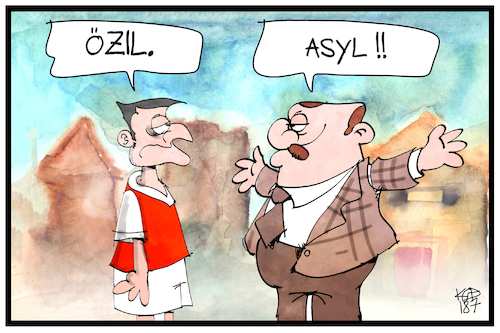 Cartoon: Erdogan nimmt Özil in Schutz (medium) by Kostas Koufogiorgos tagged karikatur,koufogiorgos,illustration,cartoon,özil,asyl,erdogan,tuerkei,rücktritt,nationalmannschaft,karikatur,koufogiorgos,illustration,cartoon,özil,asyl,erdogan,tuerkei,rücktritt,nationalmannschaft