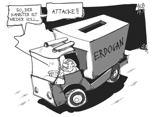 Cartoon: Erdogans Attacke (medium) by Kostas Koufogiorgos tagged karikatur,koufogiorgos,illustration,cartoon,erdogan,wahl,urne,wahlurne,wasserwerfer,polizeistaat,demokratie,attacke,angriff,politik,türkei,karikatur,koufogiorgos,illustration,cartoon,erdogan,wahl,urne,wahlurne,wasserwerfer,polizeistaat,demokratie,attacke,angriff,politik,türkei