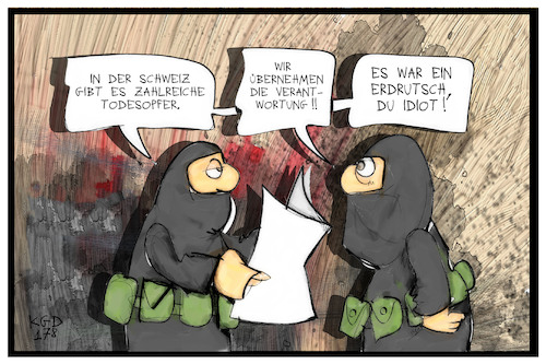 Cartoon: Erdrutsch Schweiz (medium) by Kostas Koufogiorgos tagged karikatur,koufogiorgos,illustration,cartoon,erdrutsch,schweiz,terrorismus,terrorist,is,naturkatastrophe,berg,umwelt,karikatur,koufogiorgos,illustration,cartoon,erdrutsch,schweiz,terrorismus,terrorist,is,naturkatastrophe,berg,umwelt