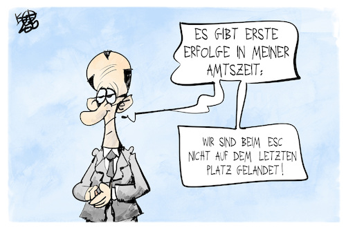 Cartoon: Erfolg für Merz (medium) by Kostas Koufogiorgos tagged karikatur,koufogiorgos,esc,merz,amtszeit,erfolg,musik,contest,karikatur,koufogiorgos,esc,merz,amtszeit,erfolg,musik,contest
