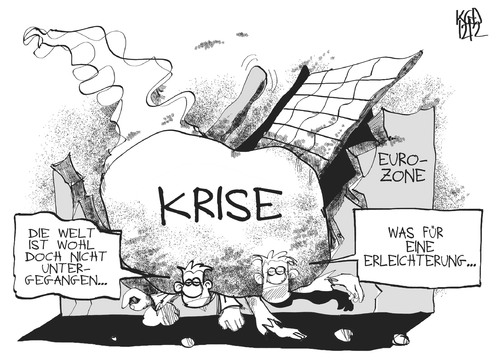 Cartoon: Erleichterung (medium) by Kostas Koufogiorgos tagged weltuntergang,maya,erleichterung,euro,schulden,krise,eu,wirtschaft,karikatur,kostas,koufogiorgos,weltuntergang,maya,erleichterung,euro,schulden,krise,eu,wirtschaft,karikatur,kostas,koufogiorgos