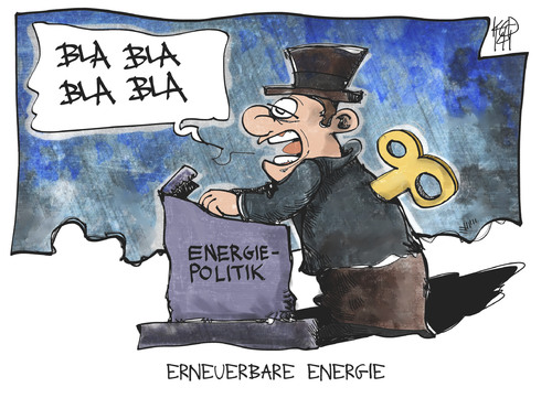 Cartoon: Erneuerbare Energie (medium) by Kostas Koufogiorgos tagged illustration,karikatur,cartoon,koufogiorgos,ökostrom,energiewende,energie,strom,politiker,bundestag,aufziehpuppe,politik,umwelt,illustration,karikatur,cartoon,koufogiorgos,ökostrom,energiewende,energie,strom,politiker,bundestag,aufziehpuppe,politik,umwelt