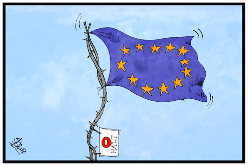 Cartoon: EU-Asylpolitik (medium) by Kostas Koufogiorgos tagged karikatur,koufogiorgos,illustration,cartoon,eu,europa,fahne,flagge,asylpolitik,migration,verschärfung,stacheldraht,europäische,union,gemeinschaft,karikatur,koufogiorgos,illustration,cartoon,eu,europa,fahne,flagge,asylpolitik,migration,verschärfung,stacheldraht,europäische,union,gemeinschaft