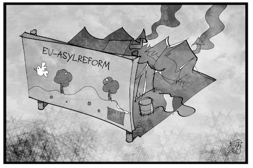 Cartoon: EU-Asylreform (medium) by Kostas Koufogiorgos tagged karikatur,koufogiorgos,illustration,cartoon,asylpolitik,moria,flüchtlinge,fassade,schönen,europa,eu,lesbos,migration,karikatur,koufogiorgos,illustration,cartoon,asylpolitik,moria,flüchtlinge,fassade,schönen,europa,eu,lesbos,migration
