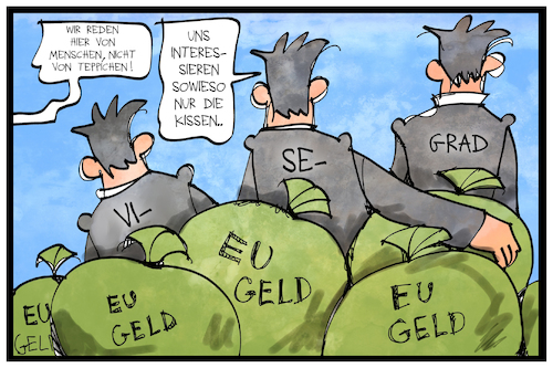 Cartoon: EU-Flüchtlingpolitik (medium) by Kostas Koufogiorgos tagged karikatur,koufogiorgos,illustration,cartoon,eu,geld,visegrad,flüchtlingspolitik,migration,geldsack,karikatur,koufogiorgos,illustration,cartoon,eu,geld,visegrad,flüchtlingspolitik,migration,geldsack