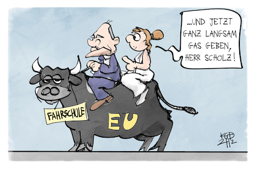 Cartoon: EU-Gipfel (medium) by Kostas Koufogiorgos tagged karikatur,koufogiorgos,illustration,cartoon,eu,gipfel,stier,fahrschule,europa,lehrerin,karikatur,koufogiorgos,illustration,cartoon,eu,gipfel,stier,fahrschule,europa,lehrerin