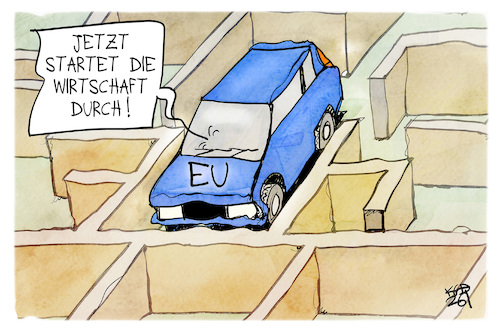 Cartoon: EU-Gipfel (medium) by Kostas Koufogiorgos tagged karikatur,koufogiorgos,eu,gipfel,wirtschaft,labyrinth,auto,sackgasse,karikatur,koufogiorgos,eu,gipfel,wirtschaft,labyrinth,auto,sackgasse