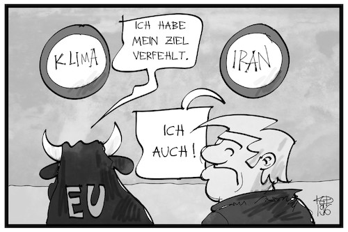 Cartoon: EU-Klimaziele (medium) by Kostas Koufogiorgos tagged karikatur,koufogiorgos,illustration,cartoon,eu,europa,klima,ziel,stier,trump,usa,iran,krieg,konflikt,politik,umwelt,karikatur,koufogiorgos,illustration,cartoon,eu,europa,klima,ziel,stier,trump,usa,iran,krieg,konflikt,politik,umwelt