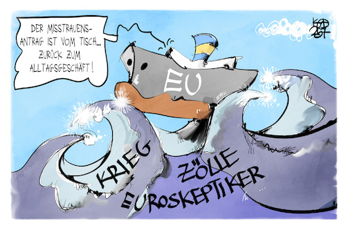 Cartoon: EU (medium) by Kostas Koufogiorgos tagged karikatur,koufogiorgos,eu,von,der,leyen,alltag,handelskrieg,karikatur,koufogiorgos,eu,von,der,leyen,alltag,handelskrieg