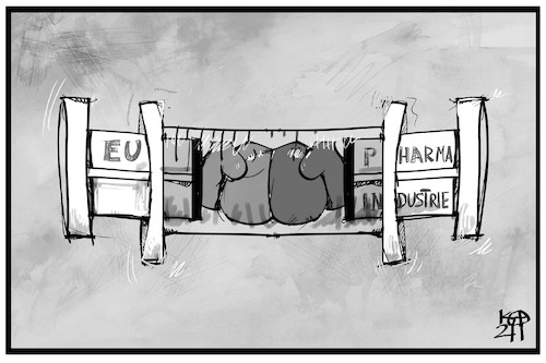 Cartoon: EU vs. Pharmaindustrie (medium) by Kostas Koufogiorgos tagged karikatur,koufogiorgos,illustration,cartoon,eu,pharmaindustrie,impfstoff,spritze,kampf,konflikt,boxen,wirtschaft,corona,pandemie,karikatur,koufogiorgos,illustration,cartoon,eu,pharmaindustrie,impfstoff,spritze,kampf,konflikt,boxen,wirtschaft,corona,pandemie