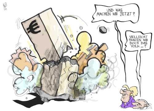 Cartoon: Euro-Krise (medium) by Kostas Koufogiorgos tagged euro,schulden,krise,merkel,schäuble,wirtschaft,volksentscheid,karikatur,kostas,koufogiorgos,euro,schulden,krise,merkel,schäuble,wirtschaft,volksentscheid
