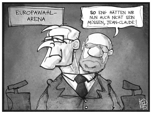 Cartoon: Europawahl-Arena (medium) by Kostas Koufogiorgos tagged karikatur,koufogiorgos,illustration,cartoon,schulz,juncker,wahlarena,europawahl,spitzenkandidat,einigkeit,wahl,politik,karikatur,koufogiorgos,illustration,cartoon,schulz,juncker,wahlarena,europawahl,spitzenkandidat,einigkeit,wahl,politik