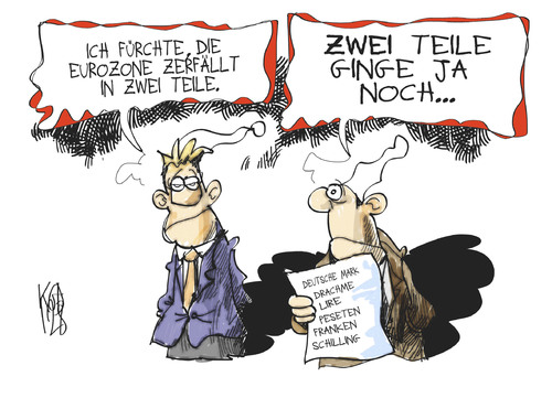 Cartoon: Eurozone (medium) by Kostas Koufogiorgos tagged eurozone,zerfall,währung,geld,euro,schulden,krise,michel,wirtschaft,karikatur,europa,kostas,koufogiorgos