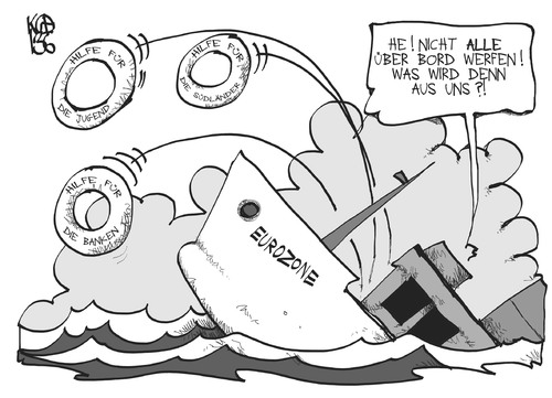 Cartoon: Eurozone (medium) by Kostas Koufogiorgos tagged eurozone,europa,eu,südländer,gipfel,rettung,karikatur,koufogiorgos,eurozone,europa,eu,südländer,gipfel,rettung,karikatur,koufogiorgos