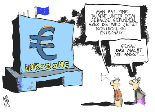 Cartoon: Explosive Euro-Zone (medium) by Kostas Koufogiorgos tagged euro,zone,schulden,krise,europa,bombe,explosion,karikatur,kostas,koufogiorgos,euro,zone,schulden,krise,europa,bombe,explosion,karikatur,kostas,koufogiorgos