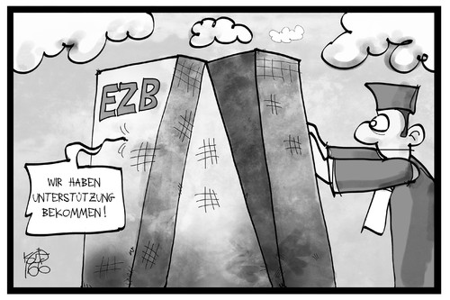 Cartoon: EZB-Stütze (medium) by Kostas Koufogiorgos tagged karikatur,koufogiorgos,illustration,cartoon,ezb,verfassungsgericht,verfassungsrichter,zentralbank,frankfurt,anleihenkauf,draghi,stütze,unterstützung,wirtschaft,urteil,karikatur,koufogiorgos,illustration,cartoon,ezb,verfassungsgericht,verfassungsrichter,zentralbank,frankfurt,anleihenkauf,draghi,stütze,unterstützung,wirtschaft,urteil