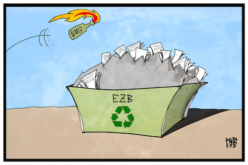 Cartoon: EZB (medium) by Kostas Koufogiorgos tagged karikatur,koufogiorgos,illustration,cartoon,bvg,ezb,papierkorb,müll,recycling,molotow,anschlag,feuer,staatsanleihe,ankauf,programm,karikatur,koufogiorgos,illustration,cartoon,bvg,ezb,papierkorb,müll,recycling,molotow,anschlag,feuer,staatsanleihe,ankauf,programm