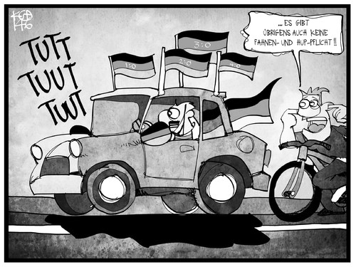 Cartoon: Fahnen- und Helmpflicht (medium) by Kostas Koufogiorgos tagged karikatur,koufogiorgos,illustration,cartoon,helm,fahne,flagge,auto,autokorso,fußball,fan,sport,lärm,karikatur,koufogiorgos,illustration,cartoon,helm,fahne,flagge,auto,autokorso,fußball,fan,sport,lärm