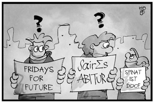 Cartoon: Faires Abitur (medium) by Kostas Koufogiorgos tagged karikatur,koufogiorgos,illustration,cartoon,mathe,abitur,demonstration,fridays,future,schüler,bildung,protest,karikatur,koufogiorgos,illustration,cartoon,mathe,abitur,demonstration,fridays,future,schüler,bildung,protest