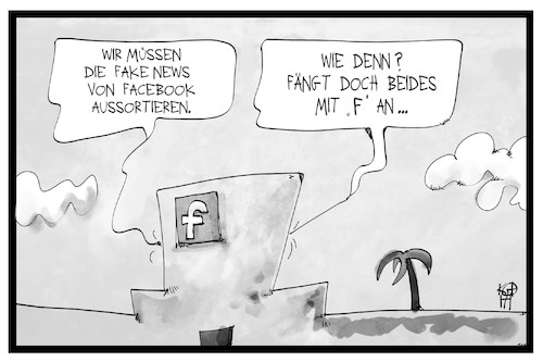 Cartoon: Fake News (medium) by Kostas Koufogiorgos tagged karikatur,koufogiorgos,illustration,cartoon,fake,news,falschnachricht,facebook,soziale,netzwerke,filter,sortieren,firmenzentrale,internet,medien,karikatur,koufogiorgos,illustration,cartoon,fake,news,falschnachricht,facebook,soziale,netzwerke,filter,sortieren,firmenzentrale,internet,medien