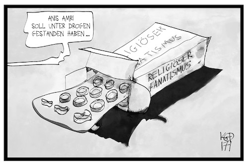 Cartoon: Fanatismus (medium) by Kostas Koufogiorgos tagged karikatur,koufogiorgos,illustration,cartoon,fanatismus,religion,amri,terrosismus,drogen,nebenwirkung,islamismus,breitscheidplatz,anschlag,karikatur,koufogiorgos,illustration,cartoon,fanatismus,religion,amri,terrosismus,drogen,nebenwirkung,islamismus,breitscheidplatz,anschlag