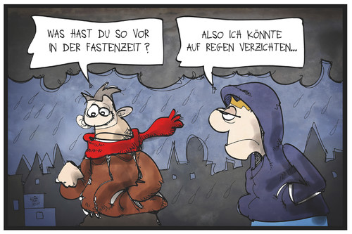 Cartoon: Fastenzeit (medium) by Kostas Koufogiorgos tagged karikatur,koufogiorgos,illustration,cartoon,fastenzeit,verzicht,regen,wetter,verzichten,aschermittwoch,karikatur,koufogiorgos,illustration,cartoon,fastenzeit,verzicht,regen,wetter,verzichten,aschermittwoch